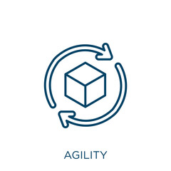 Poster - agility icon. Thin linear agility outline icon isolated on white background. Line vector agility sign, symbol for web and mobile.
