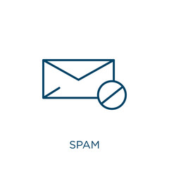 Poster - spam icon. Thin linear spam outline icon isolated on white background. Line vector spam sign, symbol for web and mobile.