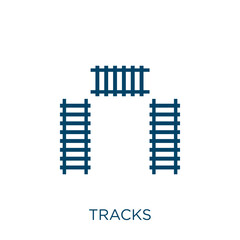 Poster - tracks icon. Thin linear tracks outline icon isolated on white background. Line vector tracks sign, symbol for web and mobile.
