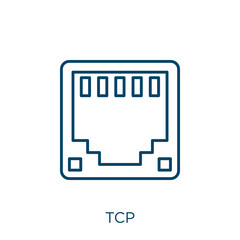 Poster - tcp icon. thin linear tcp outline icon isolated on white background. line vector tcp sign, symbol fo