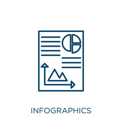 Poster - infographics icon. Thin linear infographics outline icon isolated on white background. Line vector infographics sign, symbol for web and mobile.