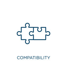 compatibility icon. Thin linear compatibility outline icon isolated on white background. Line vector compatibility sign, symbol for web and mobile.