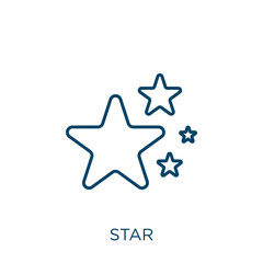 Poster - yellow star icon. thin linear yellow star outline icon isolated on white background. line vector yel