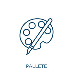 Poster - pallete icon. thin linear pallete outline icon isolated on white background. line vector pallete sig