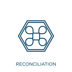 Poster - reconciliation icon. Thin linear reconciliation outline icon isolated on white background. Line vector reconciliation sign, symbol for web and mobile.