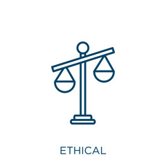 Poster - ethical icon. Thin linear ethical outline icon isolated on white background. Line vector ethical sign, symbol for web and mobile.