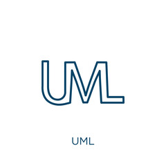 Poster - uml icon. Thin linear uml outline icon isolated on white background. Line vector uml sign, symbol for web and mobile.