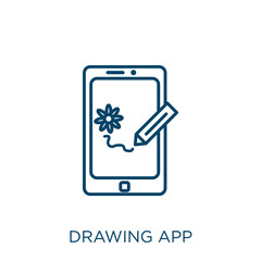 Poster - drawing app icon. Thin linear drawing app outline icon isolated on white background. Line vector drawing app sign, symbol for web and mobile.