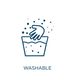 Poster - washable icon. Thin linear washable outline icon isolated on white background. Line vector washable sign, symbol for web and mobile.