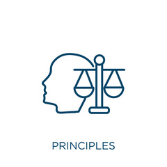 Poster - principles icon. Thin linear principles outline icon isolated on white background. Line vector principles sign, symbol for web and mobile.