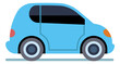 Blue car icon. Cute cartoon toy. City vehicle