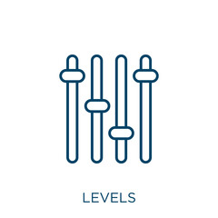 Poster - levels icon. Thin linear levels outline icon isolated on white background. Line vector levels sign, symbol for web and mobile.