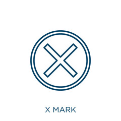 Poster - x mark icon. thin linear x mark outline icon isolated on white background. line vector x mark sign, 