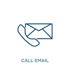 Poster - call email icon. Thin linear call email outline icon isolated on white background. Line vector call email sign, symbol for web and mobile.