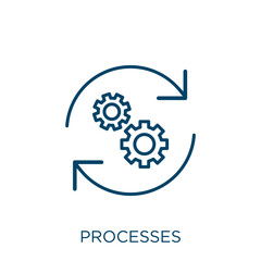Poster - processes icon. Thin linear processes outline icon isolated on white background. Line vector processes sign, symbol for web and mobile.