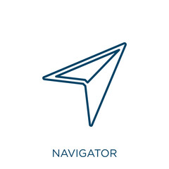 Poster - navigator icon. Thin linear navigator outline icon isolated on white background. Line vector navigator sign, symbol for web and mobile.