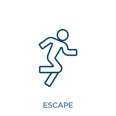 Poster - escape icon. Thin linear escape outline icon isolated on white background. Line vector escape sign, symbol for web and mobile.