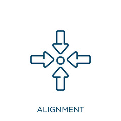 Poster - alignment icon. Thin linear alignment outline icon isolated on white background. Line vector alignment sign, symbol for web and mobile.