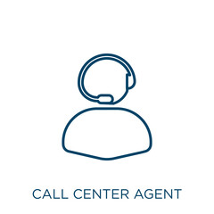 Poster - call center agent icon. Thin linear call center agent outline icon isolated on white background. Line vector call center agent sign, symbol for web and mobile.