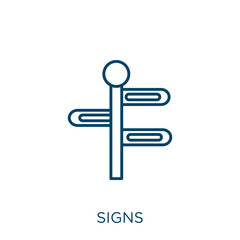Poster - signs icon. Thin linear signs outline icon isolated on white background. Line vector signs sign, symbol for web and mobile.