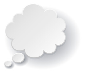 Poster - White paper thought cloud. Speech balloon with shadow
