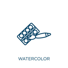 Poster - watercolor icon. Thin linear watercolor outline icon isolated on white background. Line vector watercolor sign, symbol for web and mobile.