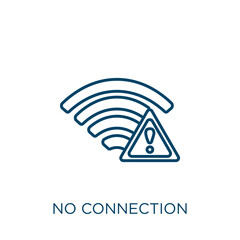 Poster - no connection icon. Thin linear no connection outline icon isolated on white background. Line vector no connection sign, symbol for web and mobile.