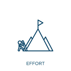 Poster - effort icon. Thin linear effort outline icon isolated on white background. Line vector effort sign, symbol for web and mobile.