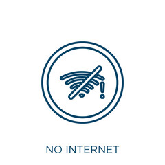 Poster - no internet icon. Thin linear no internet outline icon isolated on white background. Line vector no internet sign, symbol for web and mobile.