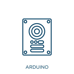Fototapete - arduino icon. Thin linear arduino outline icon isolated on white background. Line vector arduino sign, symbol for web and mobile.