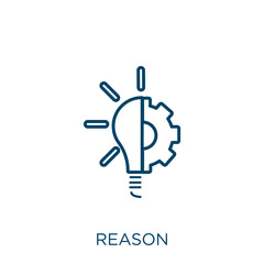 Poster - reason icon. thin linear reason outline icon isolated on white background. line vector reason sign, 