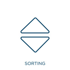 Poster - sorting icon. Thin linear sorting outline icon isolated on white background. Line vector sorting sign, symbol for web and mobile.