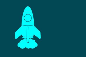 illustrated rocket. startup concept on green background