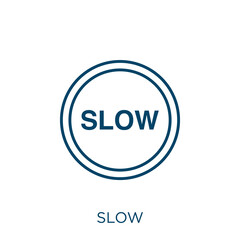 Poster - slow icon. Thin linear slow outline icon isolated on white background. Line vector slow sign, symbol for web and mobile.