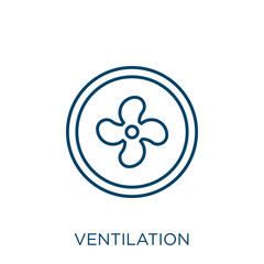 Poster - ventilation icon. Thin linear ventilation outline icon isolated on white background. Line vector ventilation sign, symbol for web and mobile.