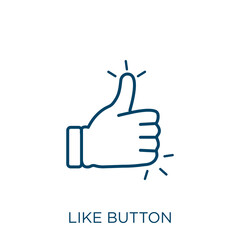 Poster - like button icon. Thin linear like button outline icon isolated on white background. Line vector like button sign, symbol for web and mobile.
