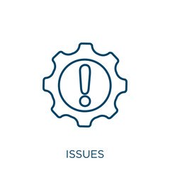 Poster - issues icon. thin linear issues outline icon isolated on white background. line vector issues sign, 