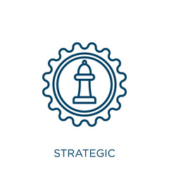 Poster - strategic icon. Thin linear strategic outline icon isolated on white background. Line vector strategic sign, symbol for web and mobile.