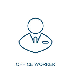 Poster - office worker icon. Thin linear office worker outline icon isolated on white background. Line vector office worker sign, symbol for web and mobile.
