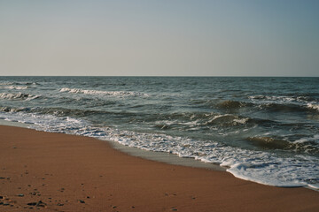 Wall Mural - Waves beach sand landscape ocean summer travel