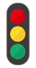 Vertical traffic light. Vector illustration of flat design for traffic.