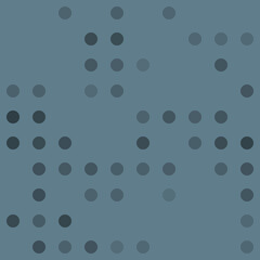 Poster - Abstract seamless geometric pattern. Mosaic background of black circles. Evenly spaced big shapes of different color. Vector illustration on blue gray background
