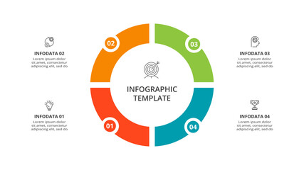 Diagram concept for infographic with 4 steps, options, parts or processes. Business data visualization.