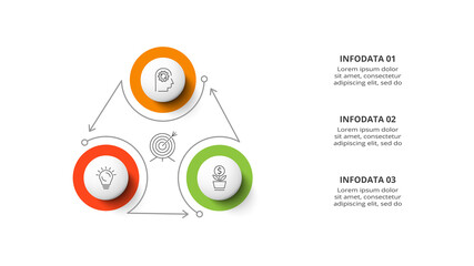 Diagram concept for infographic with 3 steps, options, parts or processes. Business data visualization.