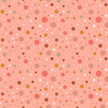 Pink Polka Dot Pattern. Seamless Dotted Pattern With Pastel Pink Circles Illustration. Vector Abstract Background With Round Shapes. Pinkish Element For Grahic Wallpaper, Banners, Decorative Paper.