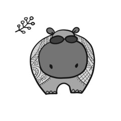 Sticker - Hippopotamus, cute hippo character for your design