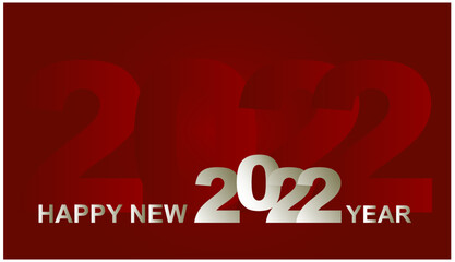 Poster - Happy New Year 2022 with Red Gradient Background