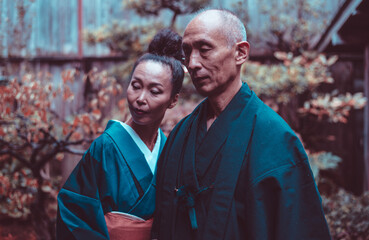 Wall Mural - Senior couple lifestyle moments in a traditional japanese house