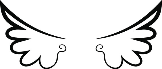 Aufkleber - Angel Wings icon collection. Cartoon hand-drawn vector illustration. Set of Sketch Angel Wings.