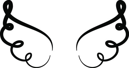 Fototapete - Angel Wings icon collection. Cartoon hand-drawn vector illustration. Set of Sketch Angel Wings.